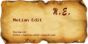 Metian Edit névjegykártya